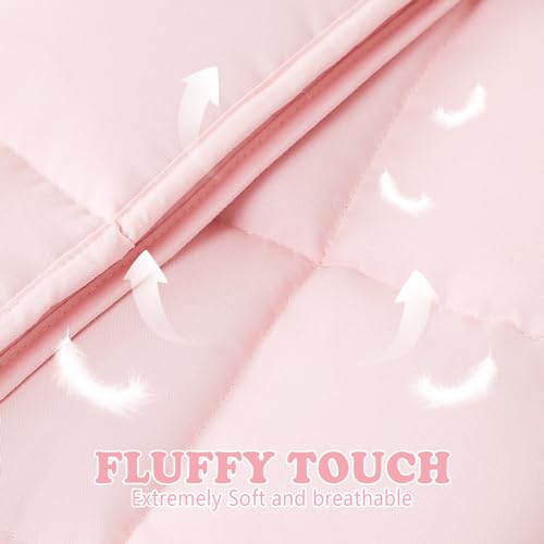 HOSUKKO Weighted Blanket - 7 lbs Pink Heavy Blanket - Small Size Breathable Lap Blanket(41"x60", 7 lbs) - Image 2