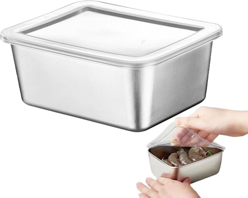 WENGTY Stainless Steel Food Storage Container Bread Box for Picnic Office Travel Airtight LeakProof and Durable Stainless Steel Lunch Box for Travel Fridge Picnic 13Cm x 10Cm x 5Cm - Image 2