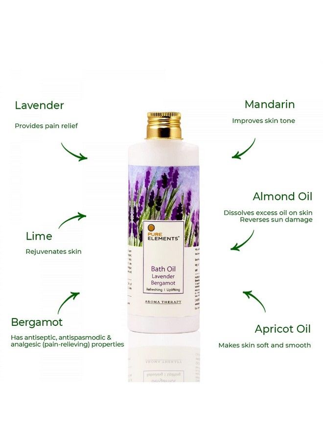 Pure Elements Lavender Bergamot Bath Oil Essential Oils Of Lavender Bergamot Gingergrass & Lime And Mandarin 100 Ml - Image 3