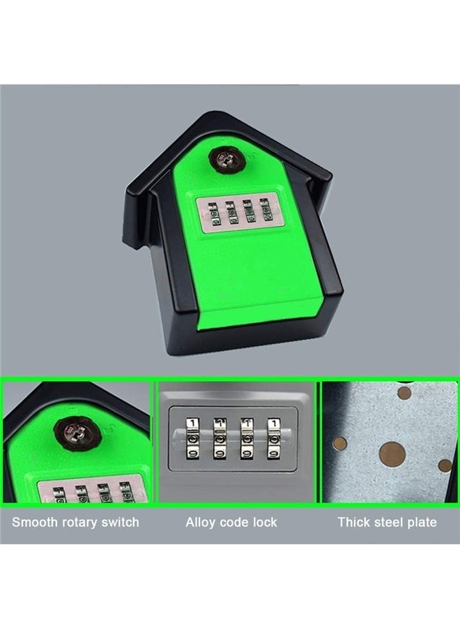 Key Lock Box Wall Mount,  4-Digit Combination Key Safe Lock Box for House Spare Keys, Resettable Code Weatherproof Indoor Outdoor  - Image 2