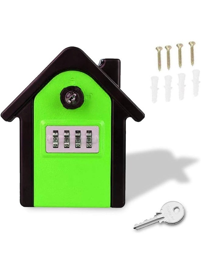 Key Lock Box Wall Mount,  4-Digit Combination Key Safe Lock Box for House Spare Keys, Resettable Code Weatherproof Indoor Outdoor  - Image 1