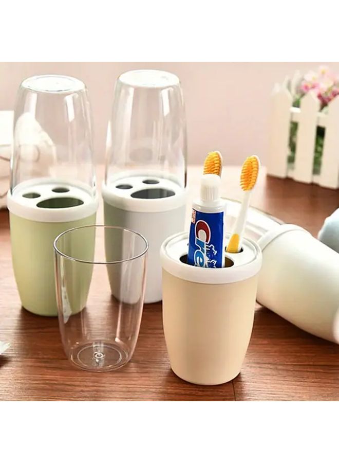 Green Travel Toothbrush Holder With Lid Portable Compact Bathroom Organizer - Image 1