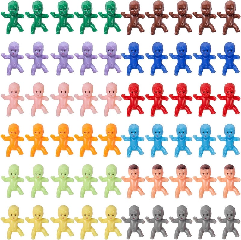 ZZYFGH 60 Mini Plastic Little Babies 12 Colors Tiny Figurines for Baby Shower Ice Cube Game Bulk Small King Cake Dolls 1 Inch - Image 2
