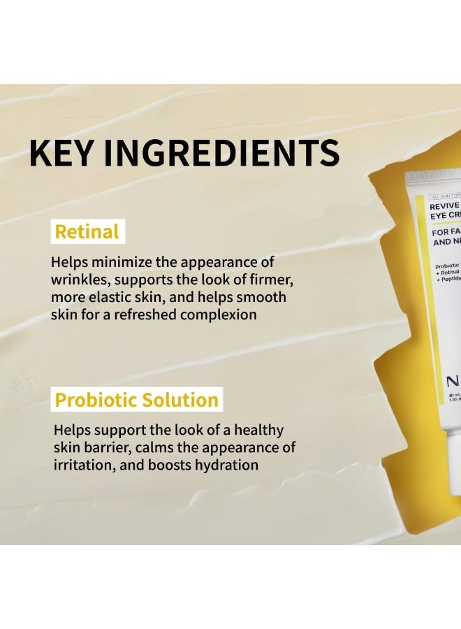 نيدا كريم العيون لإحياء الوجه والرقبة. حلول البروبيوتيك، الشبكية، الببتيد. التجاعيد، الخطوط الدقيقة، دوران الخلايا، نسيج الجلد الثابت، الجلد المشع، الاحتفاظ بالرطوبة. 1.35 أوقية فلورية، 40 مل - Image 4