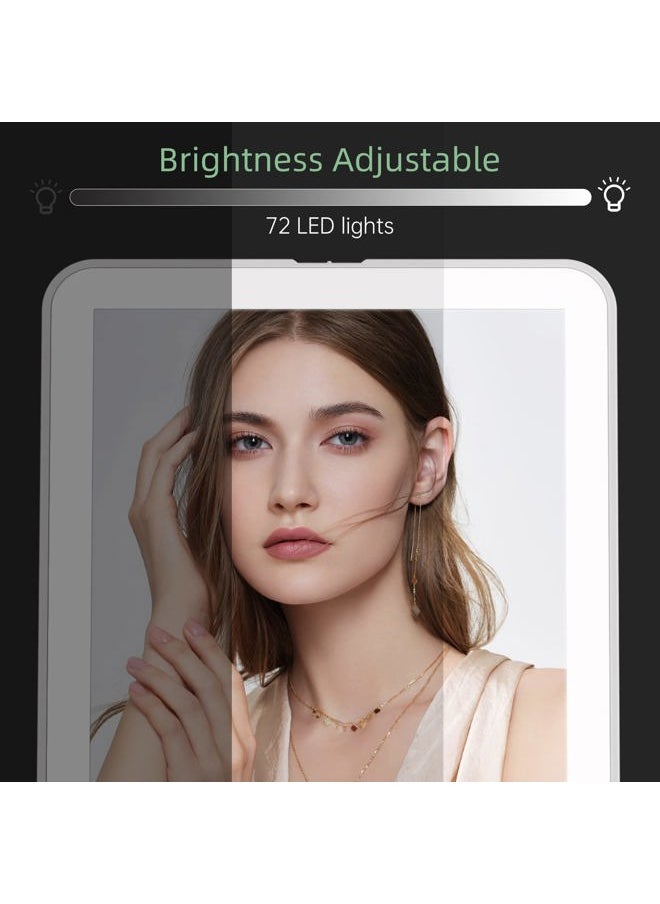 FUNTOUCH Rechargeable Travel Makeup Vanity Mirror with 72 LED Lights, Portable Lighted Beauty Mirror, 3 Lighting Modes, Dimmable Touch Screen, Tabletop Folding Cosmetic Mirror with Storage Bag  - Image 4