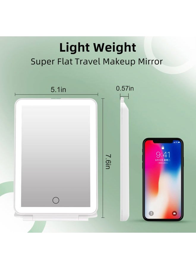 FUNTOUCH Rechargeable Travel Makeup Vanity Mirror with 72 LED Lights, Portable Lighted Beauty Mirror, 3 Lighting Modes, Dimmable Touch Screen, Tabletop Folding Cosmetic Mirror with Storage Bag  - Image 5