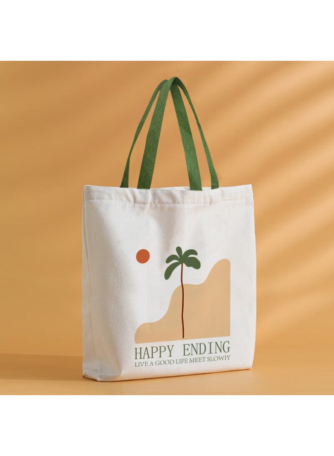 Right Away Canvas Bag, Tote Bag, Handheld Shopping Bag, Eco-friendly, With Zipper, Large Capacity, Simple Design For Students, Korean Style For Women - Image 1