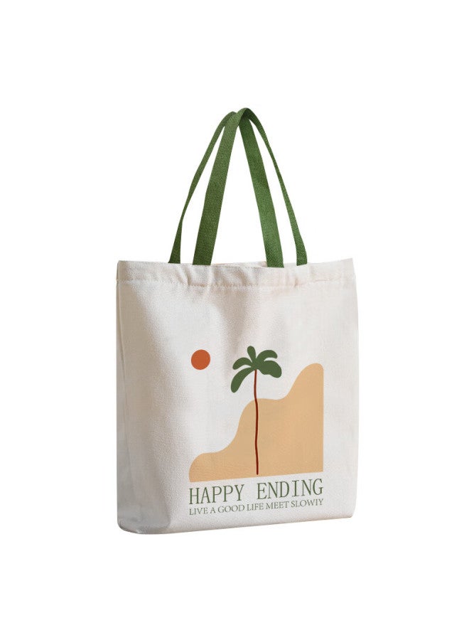 Right Away Canvas Bag, Tote Bag, Handheld Shopping Bag, Eco-friendly, With Zipper, Large Capacity, Simple Design For Students, Korean Style For Women - Image 2