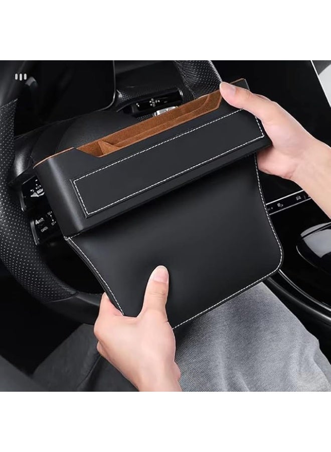 طقم منظم السيارة ，منظم تخزين ظهر مقعد السيارة من الجلد ，منفذ شحن سريع مدمج - Image 1