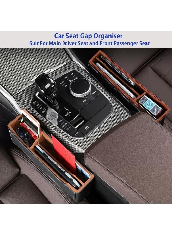 Leather Car Seat Gap Storage Organizer, Car Organizer Set, Built-in Fast Charging Port, Mobile Phone Wallet Coin Key Storage Case - Image 4