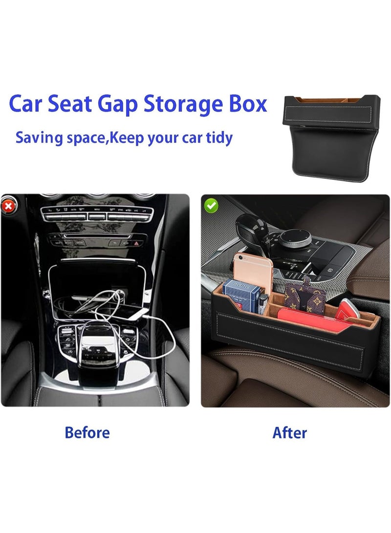 Leather Car Seat Gap Storage Organizer, Car Organizer Set, Built-in Fast Charging Port, Mobile Phone Wallet Coin Key Storage Case - Image 2