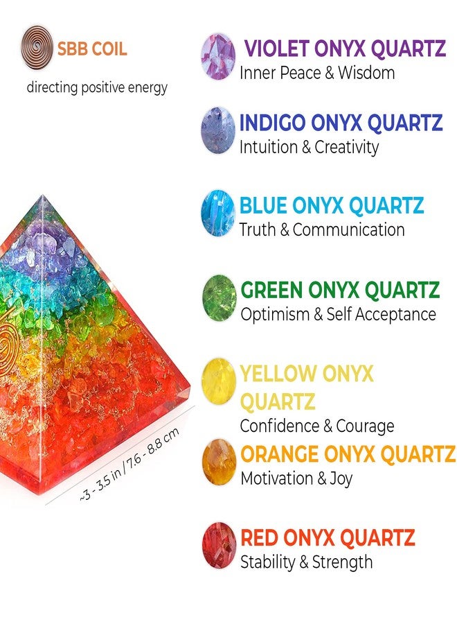 Orgonite Crystal Handmade Seven Chakra Gemstone Pyramid - Orgone Chakra Healing Stone Pyramids for Mediation, Yoga, Reiki, Spiritual Gift, Office and Home Décor - Image 2