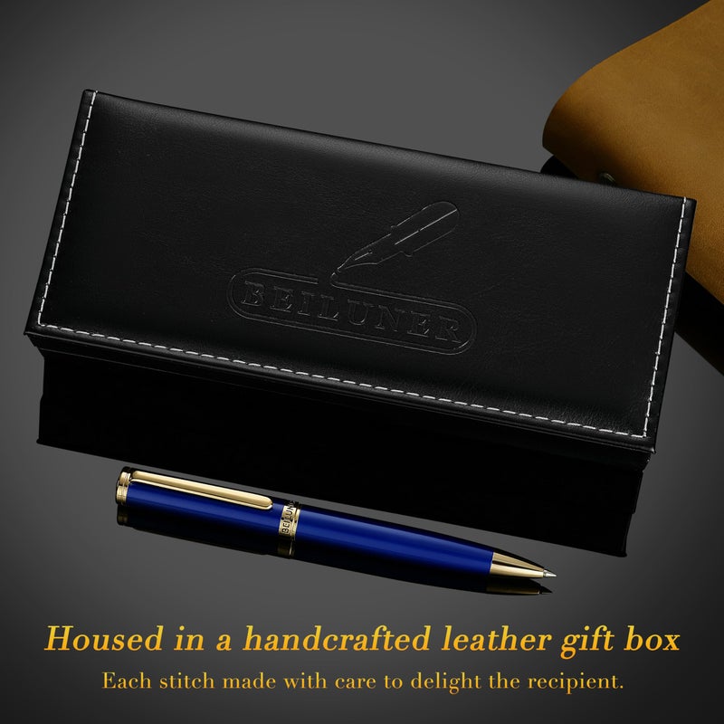 BEILUNER Blue Lacquer Gel Pen - Stunning Luxury Pen with 24K Gold Finish, ADMOK Black Refill, Executive Gift Set for Family & Friends, Writing, Fancy, Office, Retractable Pens - Image 5