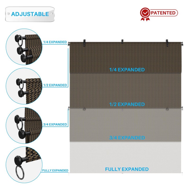 Patio Shades Roll Up Outdoor 5'Wx6'H Foldable Roller Shade Patio Blinds Exterior Block Sun Screen for Outside Porch Deck Balcony Pergola Carport, Brown - Image 5