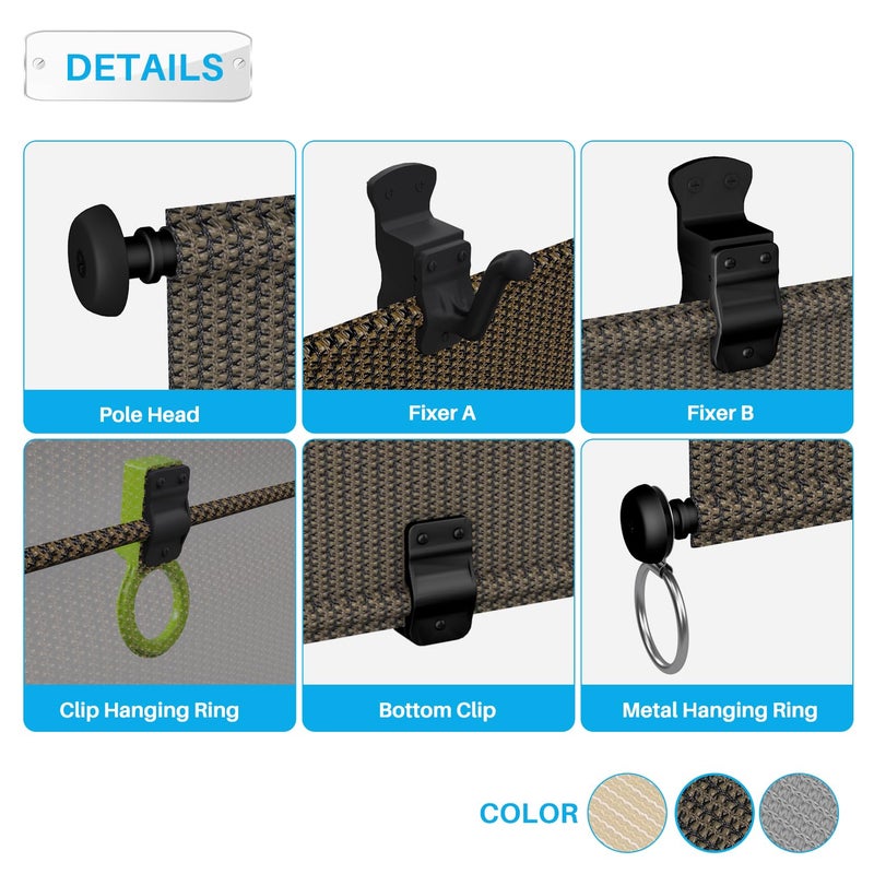 Patio Shades Roll Up Outdoor 5'Wx6'H Foldable Roller Shade Patio Blinds Exterior Block Sun Screen for Outside Porch Deck Balcony Pergola Carport, Brown - Image 3