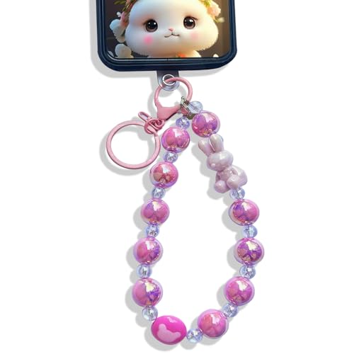 KC Rabbit Charm for mobile phone case cover, Lanyard Keychain Hanging, Phone Pendant Wrist Bracelet Holder | Purse, Camera, Mobile Cover Charm Strap Smartphone Case For Girls Women (Pink) - Image 1