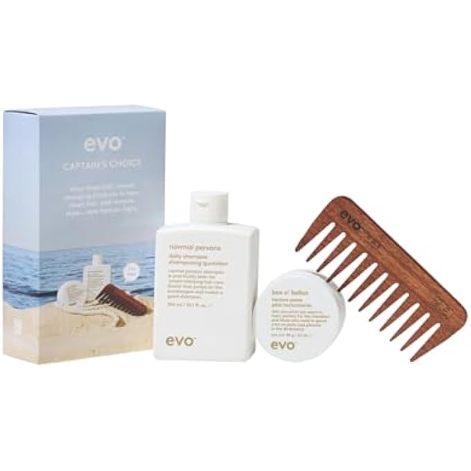 EVO Captain's Choice Hair Care Gift Set - Deep Cleansing Shampoo, Styling Paste & Detangling Comb - Full Size