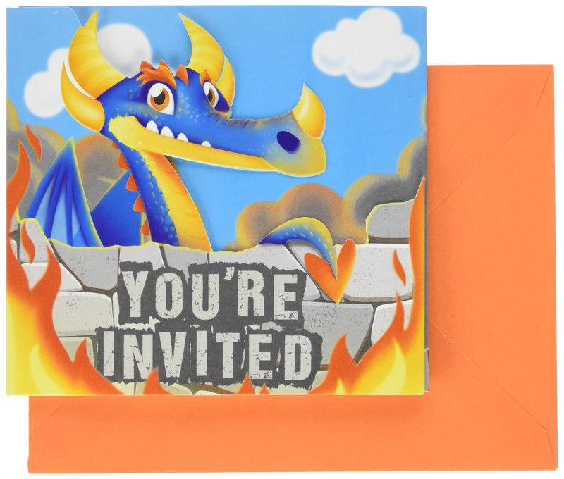 8Count Party Invitations Dragons