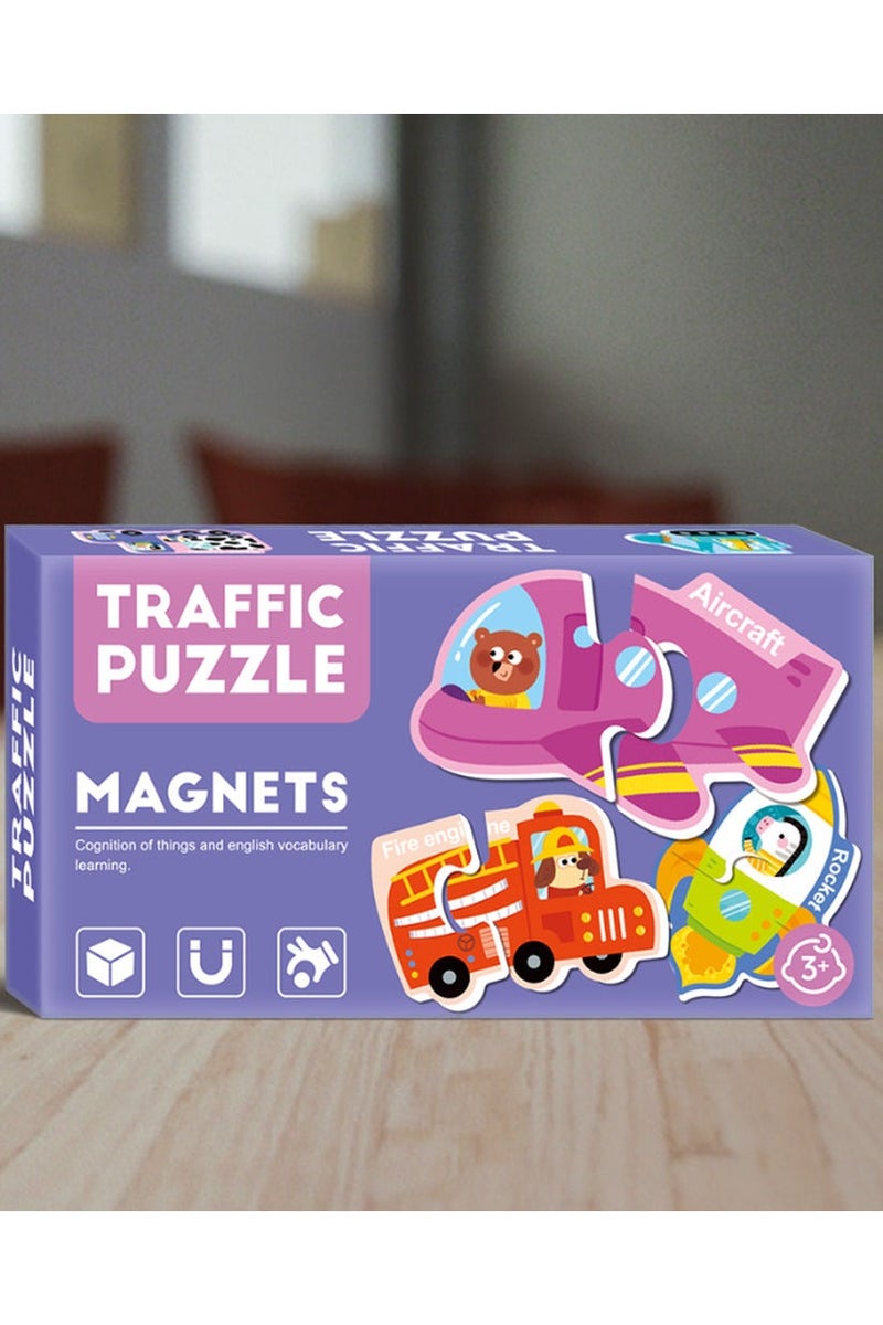 Magnetic Traffic Puzzle Toy for Kids 3+ – Vehicle Matching Game Enhancing Fine Motor Coordination Skills - Image 1