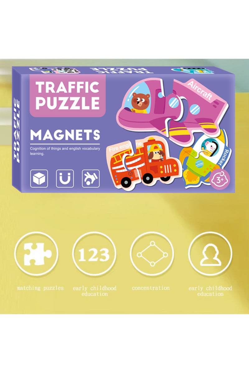 Magnetic Traffic Puzzle Toy for Kids 3+ – Vehicle Matching Game Enhancing Fine Motor Coordination Skills - Image 4