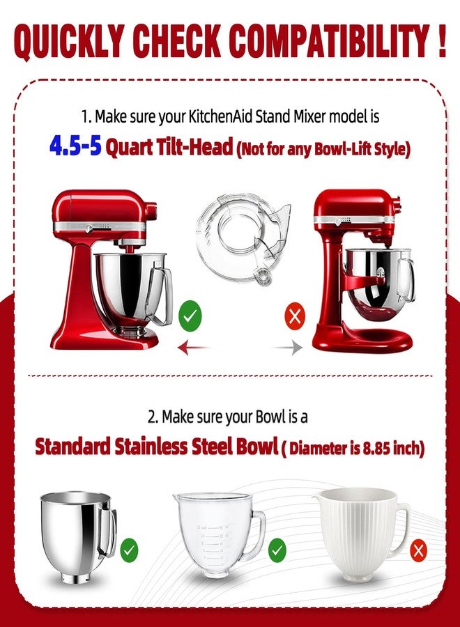 JAYOBGO Pouring Shield for KitchenAid Tilt Head 4.5-5QT Mixer,Fit for Stainless Steel Bowls (Only),Food Grade Pouring Shield Mixers Bowl Cover Splash Guard for Kitchen aid Accessories and Attachments,Upgraded - Image 2