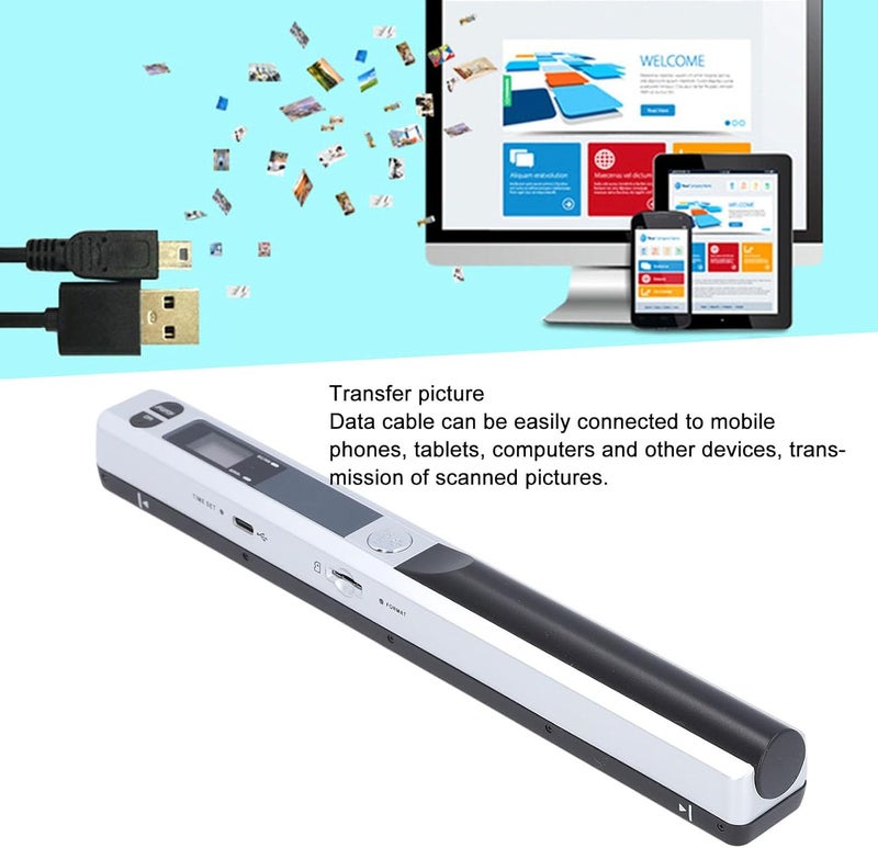 Luocute Portable Scanner, 900DPI Handheld Document Scanner with 32GB SD Card Support, for A4 Documents Photos Receipts JPG PDF Format Home Travel Office (Silver) - Image 3