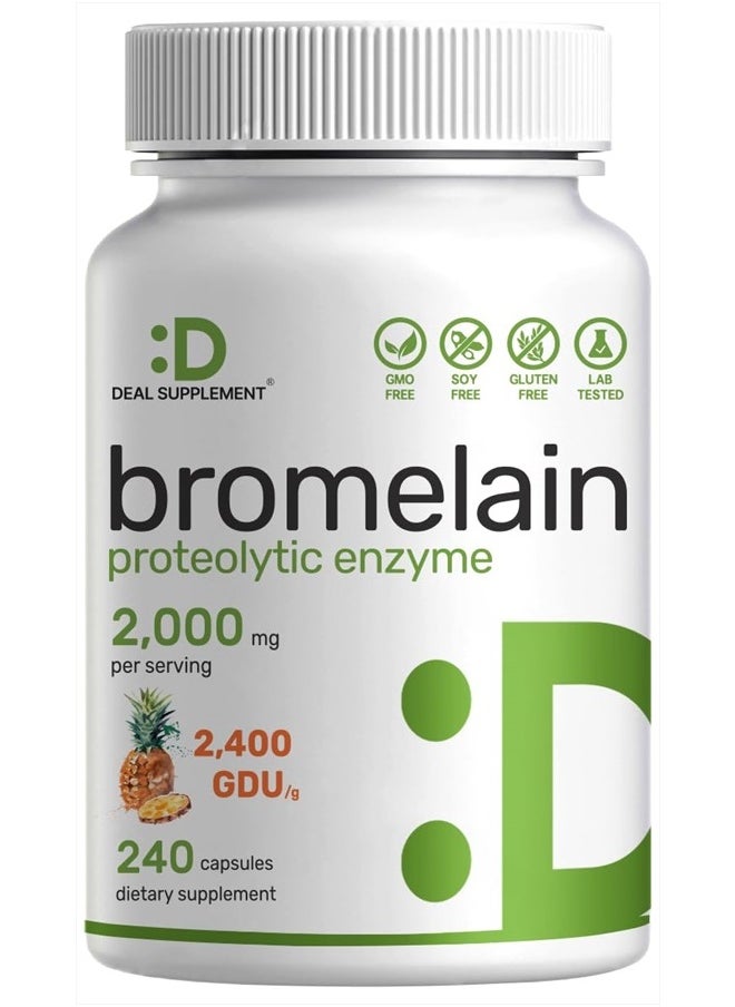 DEAL SUPPLEMENT Bromelain Supplement 2,000mg Per Serving, 240 Capsules – Natural Proteolytic Enzymes from Fresh Pineapple – Supports Nutrient Digestion  - Image 1