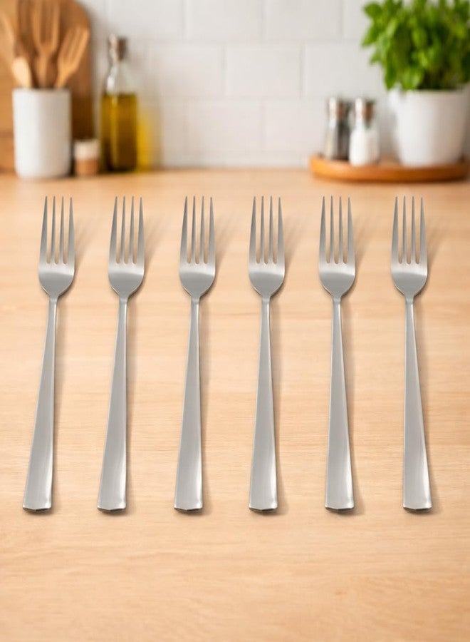 Pure Source India Stainless Steel Table Fork Set, Silver Finish, Food-Grade Steel, 6.2 Inch (Small) (Set of 6) - Image 1