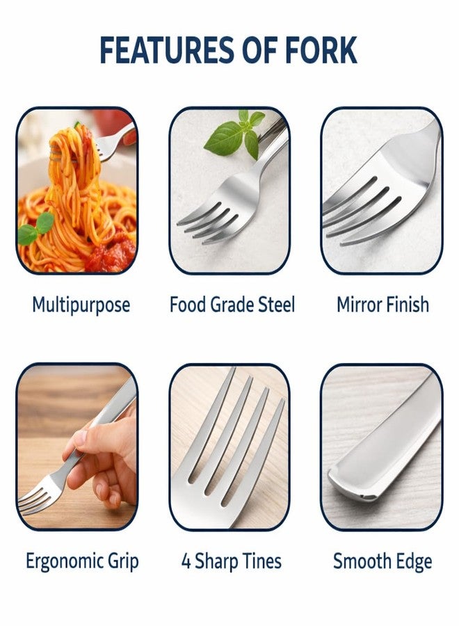 Pure Source India Stainless Steel Table Fork Set, Silver Finish, Food-Grade Steel, 6.2 Inch (Small) (Set of 6) - Image 5