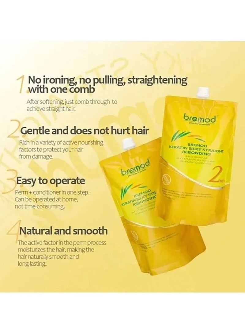 Bremod Performance Keratin Silky Straight Rebonding Set (No. 1 & 2) 800ml x2 - Image 2
