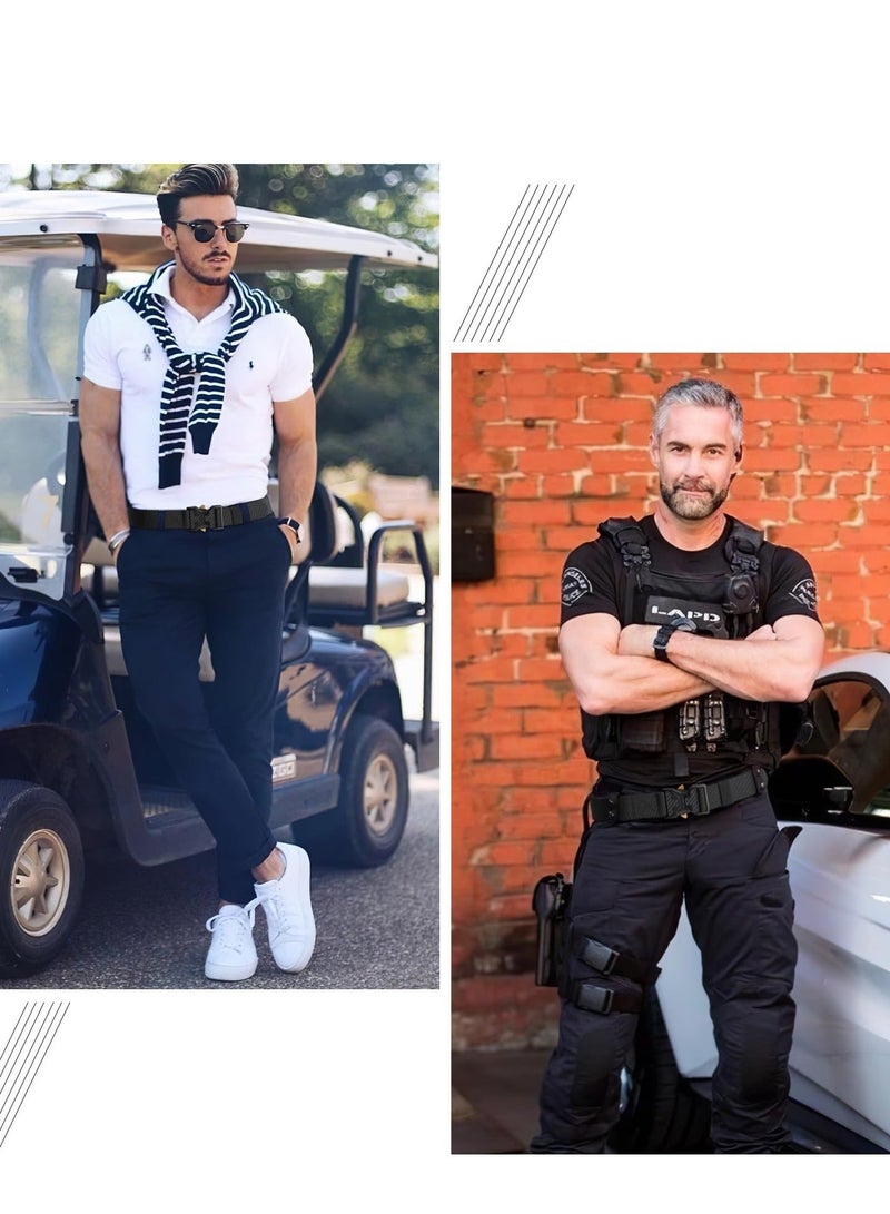 واي آند دي Nylon Tactical Men Belt, Work Belts for Men, Adjustable, No Metal Buckle, Military Hiking Riggers Belt with Heavy Duty Quick Release Suitable and Travel - Image 2