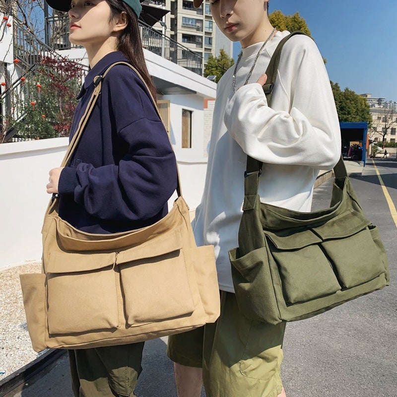Large Capacity Canvas Bag Women'S Instagram Style Trendy Brand Girl'S Shoulder Crossbody Bag Casual Western Style Couple'S Backpack - Image 5