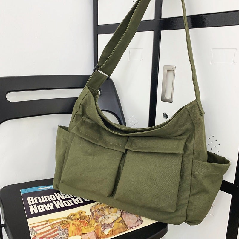 Large Capacity Canvas Bag Women'S Instagram Style Trendy Brand Girl'S Shoulder Crossbody Bag Casual Western Style Couple'S Backpack - Image 1