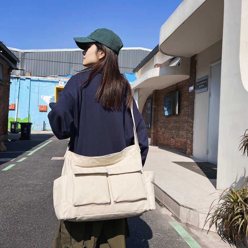 Large Capacity Canvas Bag Women'S Instagram Style Trendy Brand Girl'S Shoulder Crossbody Bag Casual Western Style Couple'S Backpack - Image 4