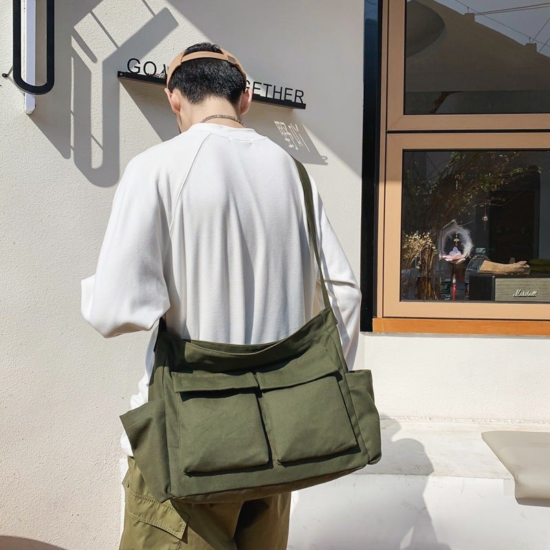 Large Capacity Canvas Bag Women'S Instagram Style Trendy Brand Girl'S Shoulder Crossbody Bag Casual Western Style Couple'S Backpack - Image 3