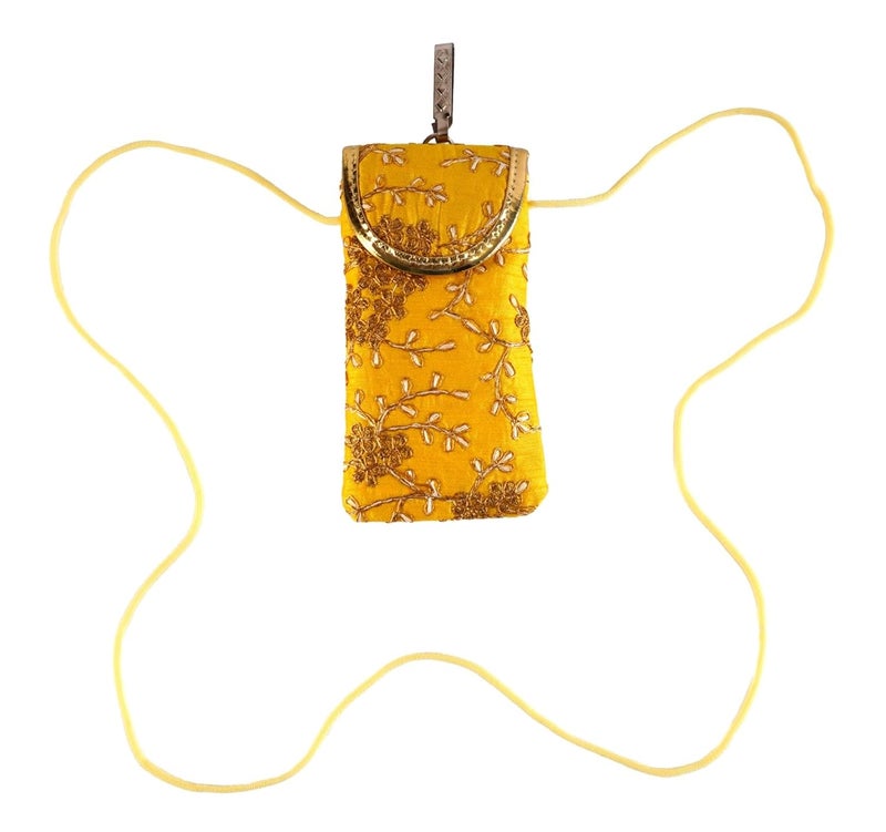 SUMERA WARQ Fancy Embroidered Mobile Pouch Cover for Women Designer Multicolor Handmade Ethnic with Sling & Clip - Image 2