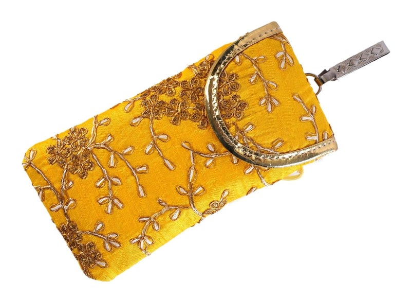 SUMERA WARQ Fancy Embroidered Mobile Pouch Cover for Women Designer Multicolor Handmade Ethnic with Sling & Clip - Image 1