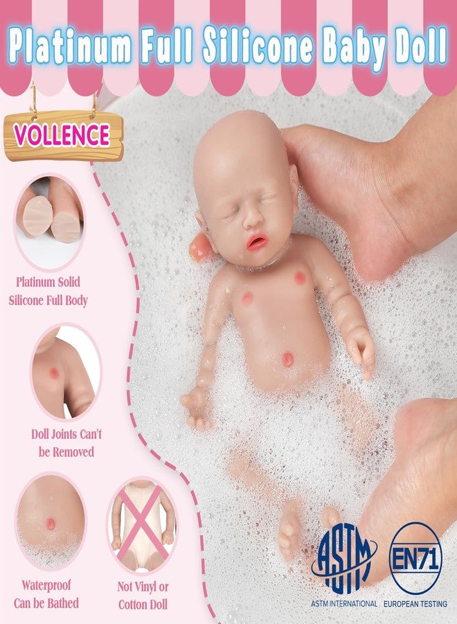 Vollence 8 inch Mini Silicone Baby Dolls Cute Realistic Newborn Preemie Miniature Babies for Kid Birthday Gifts - Girl - Image 3
