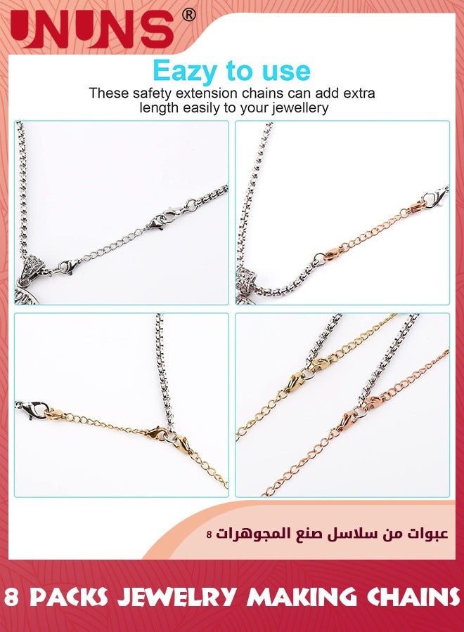 UNUNS 8 Pcs 4 Size Necklace Extender,Silver And Gold Necklace Extender Chains,Bracelet Extension Chain,Jewelry Trinket,Removable Making Chains With Lobster Clasps And Closures,For Jewelry Making - Image 4