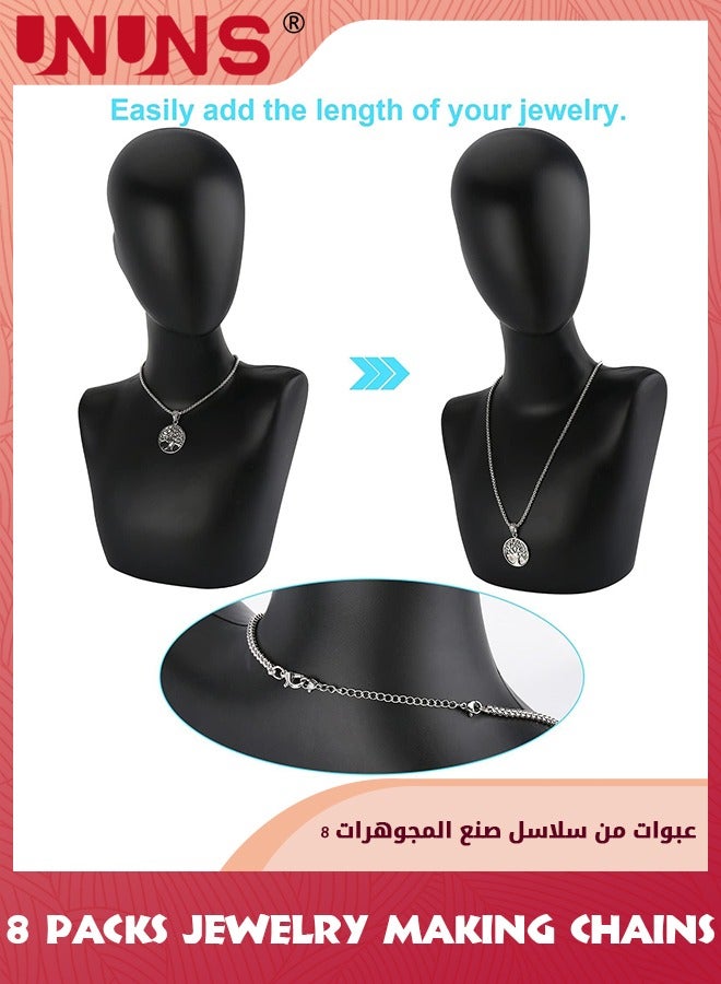 UNUNS 8 Pcs 4 Size Necklace Extender,Silver And Gold Necklace Extender Chains,Bracelet Extension Chain,Jewelry Trinket,Removable Making Chains With Lobster Clasps And Closures,For Jewelry Making - Image 5