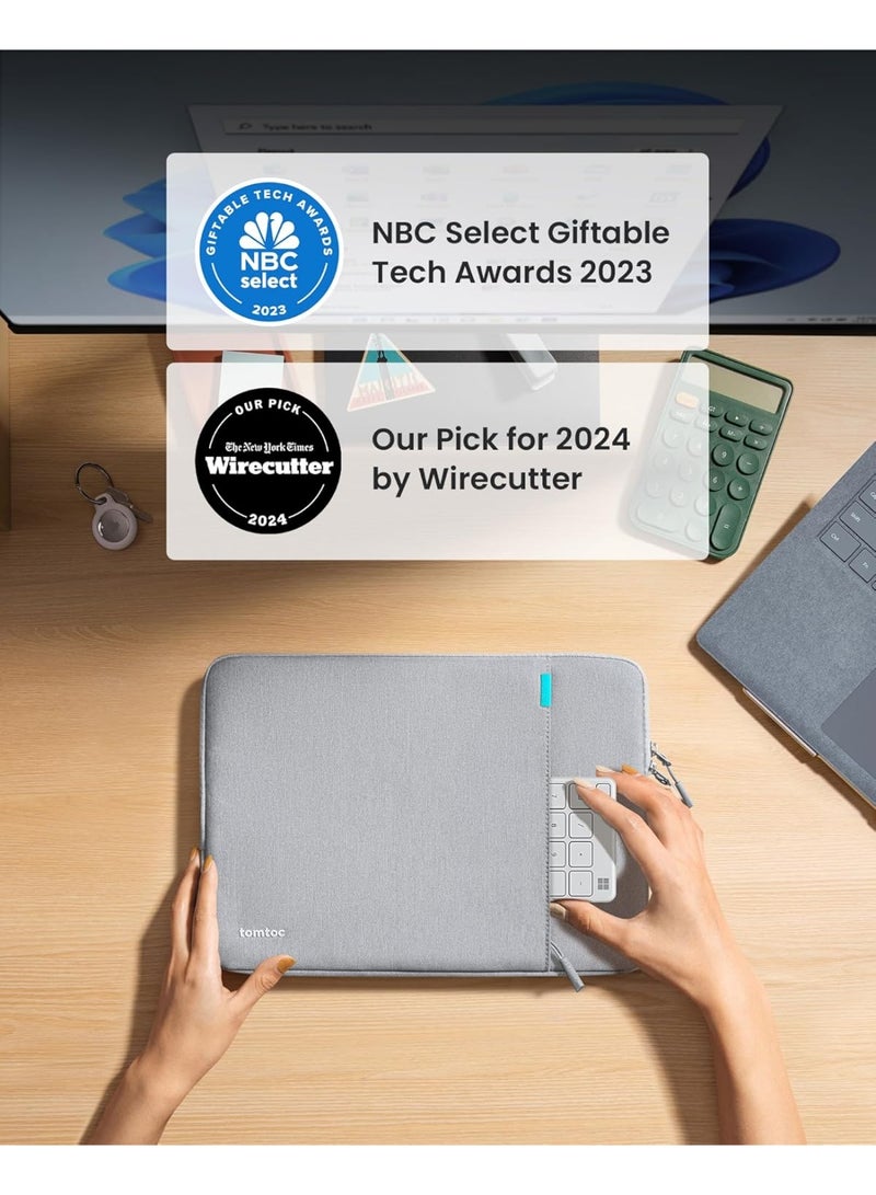 Tomtoc Defender-A13 Protective Laptop Sleeve 13.5–14 Inch – Eco-Friendly Water-Resistant Shockproof Case for Microsoft Surface Laptop Studio 6/5/4/3, Surface Book, ASUS ZenBook/VivoBook, Acer Aspire/Swift Laptop Pouch - Image 4