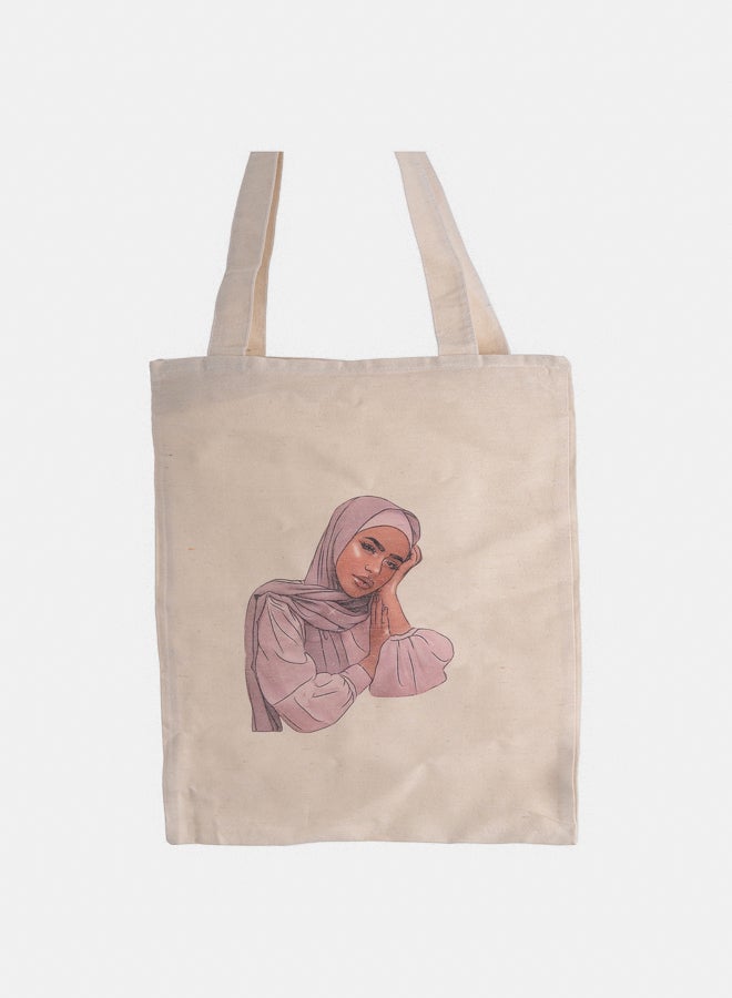 Akher el Ankoud Girl's print linen tote bag with zip  - Image 1
