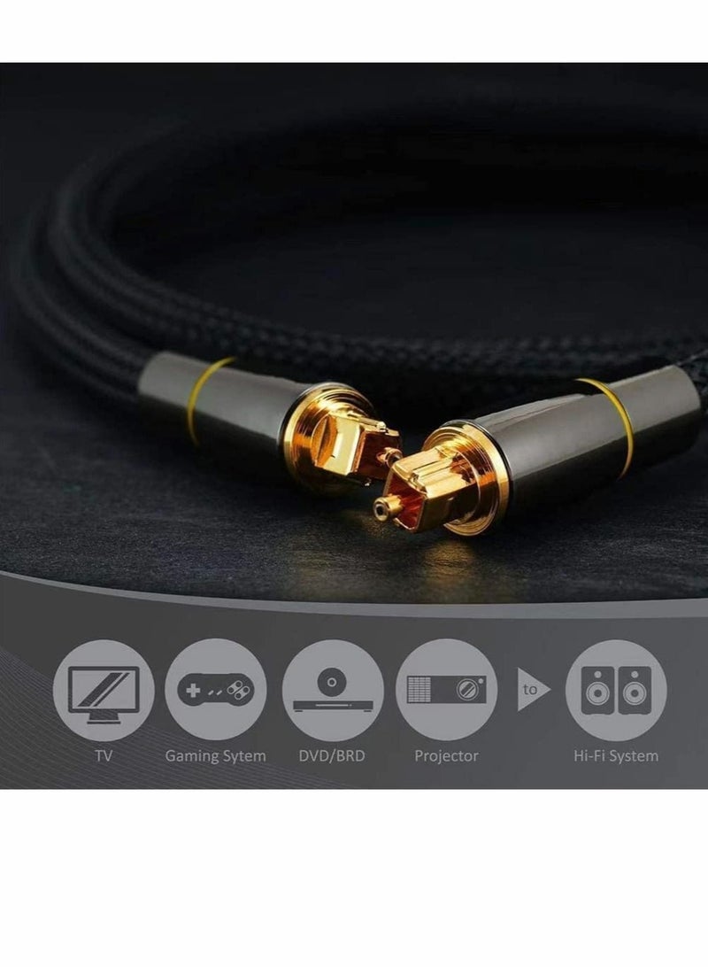 Captaintech Digital Optical Audio Cable, 24K Gold-Plated Nylon Braided Optical Fiber Male to Male Cable, 200 cm Digital Optical Cable for Sound Bar, TV, Playstation, 1 Pcs  - Image 4