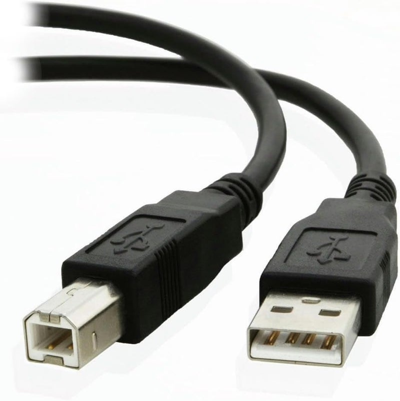 كابل USB 2.0 عالي السرعة 0.5 متر لطابعة من النوع A إلى B أسود محمي 28AWG 50 سم