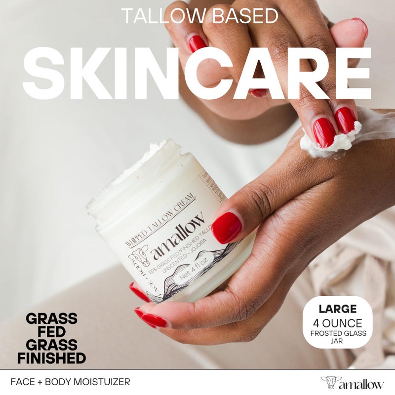 Amallow 100% Grass Fed Beef Tallow for Skin Care - Face + Body - Whipped Moisturizer for Sensitive Skin - Natural Lotion, 4 FL. oz. (Unscented + Jojoba Oil) - Image 2
