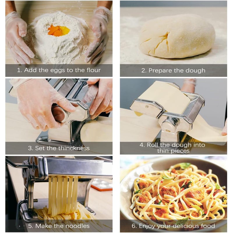 MZTOGR Pasta Maker Machine with 9 Adjustable Thickness Settings, 2 in 1 Noodle Maker Includes Pasta Cutter, Ravioli Maker Attachment & Pasta Drying Rack - Image 5