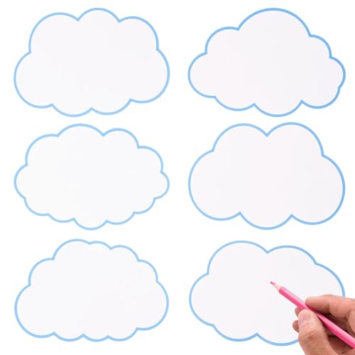 FOBSME 60 Pcs Large Clouds Cutouts 7.48x5.12 Inch Paper Cloud Die-Cuts Accents White Clouds Cutouts Accents for Bulletin Board, Classroom, Cork Board, White Board, Nursery, Baby Shower Party Decor - Image 1