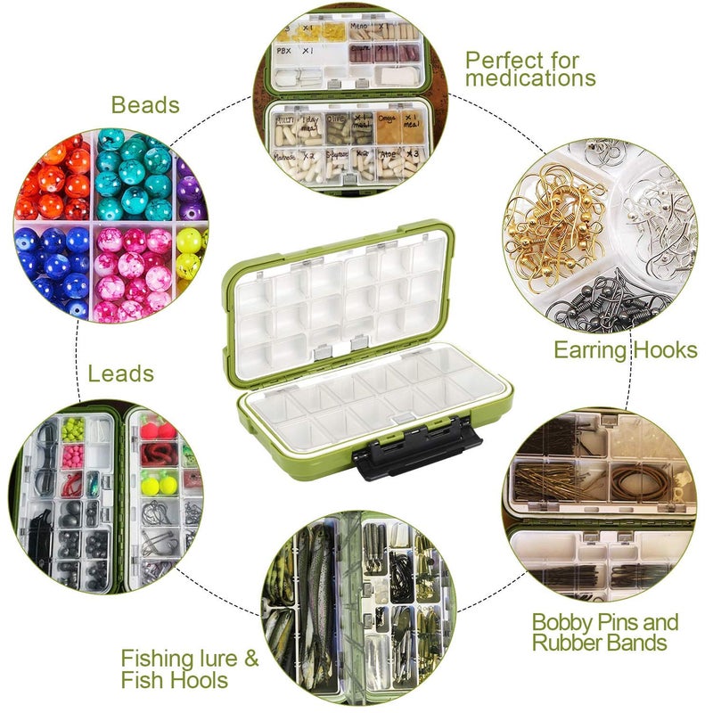 YUKI Fishing Lure Boxes, Bait Storage Case Fishing Tackle Storage Trays Accessory Boxes Thicker Plastic Hooks Organizer Containers for Vest Casting Fly Fishing - Waterproof Seal (Green, Large) - Image 2