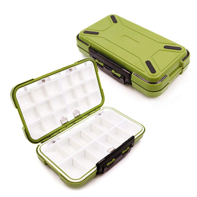 YUKI Fishing Lure Boxes, Bait Storage Case Fishing Tackle Storage Trays Accessory Boxes Thicker Plastic Hooks Organizer Containers for Vest Casting Fly Fishing - Waterproof Seal (Green, Large) - Image 1