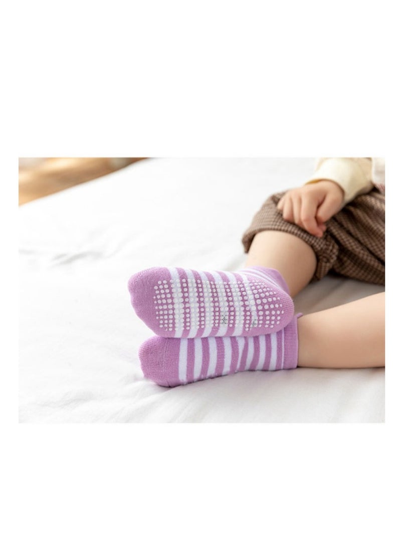 6 أزواج من جوارب الأطفال غير القابلة للانزلاق، جوارب من القطن الخالص للفتيات مقاس L - Image 2